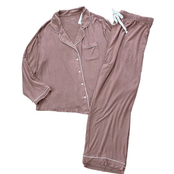 Stars Above Womens Mauve Pink Long Sleeve Top and Pants Pajama Set 1X 2X or 3X - Picture 10 of 11